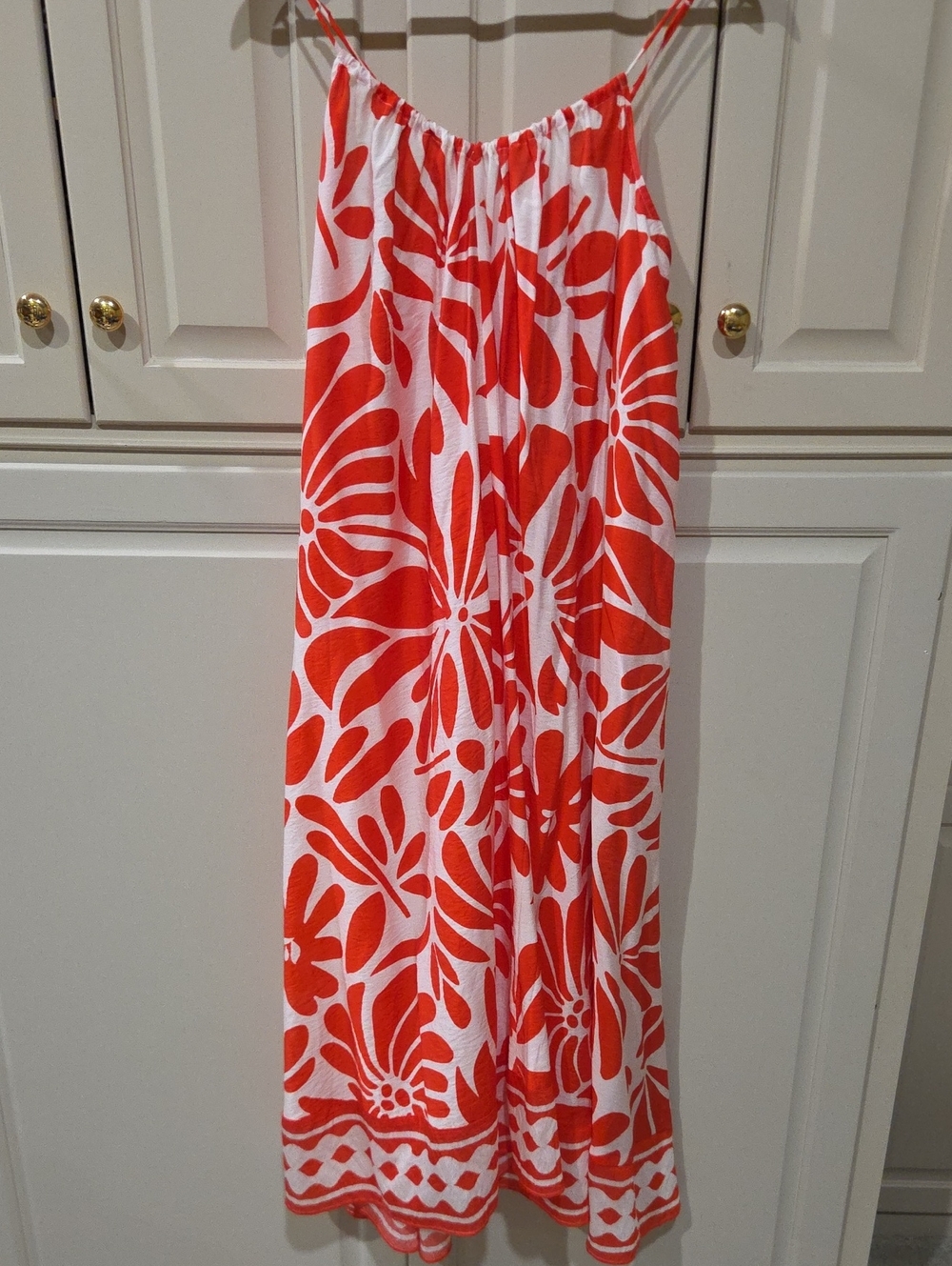 H&M Red and White Floral Swim Cover-Up Maxi